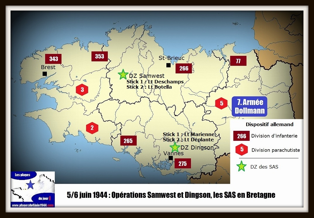 opérations samwest et  dingson-sas-juin1944